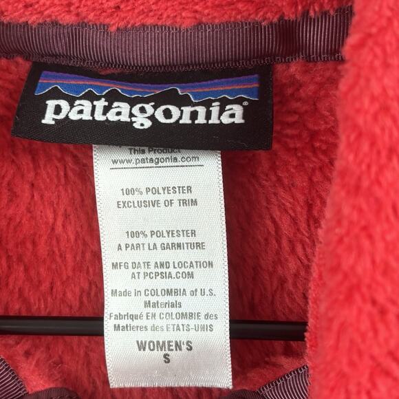 Patagonia Women Small Fleece Red Polartec Snap-T Pullover Fleece Sweater Jacket - Picture 4 of 10